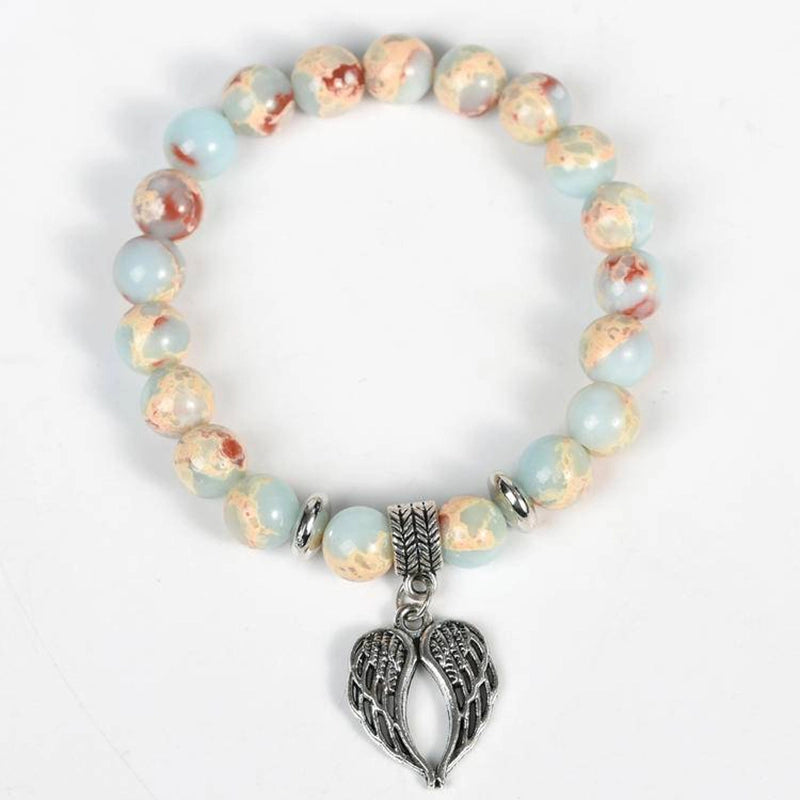 Snakeskin Stone Bracelet with Symbolic Charms - Horus Eye, Owl & Tree of Life | Roline Crystal