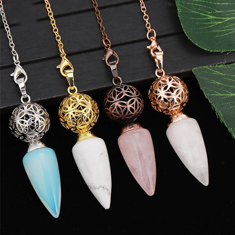 Natural crystal pendulum - bullet-shaped design, hollow circle, special for witch magic