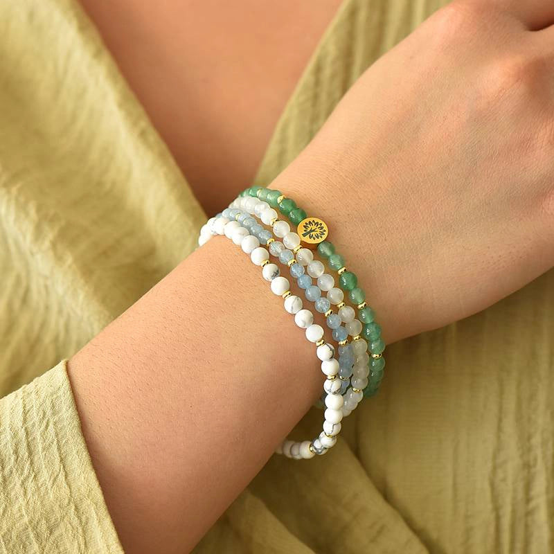 4-in-1 Balance & Harmony Energy Bracelet with Green Aventurine, Moonstone, and Tree of Life charm by Roline Crystal