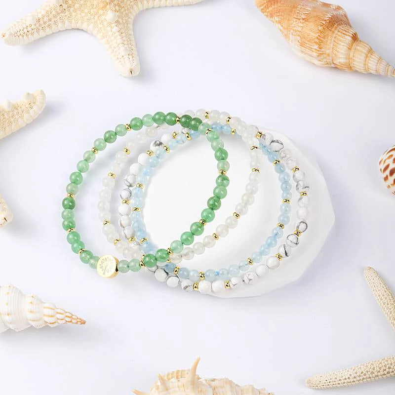 4-in-1 Balance & Harmony Energy Bracelet with Green Aventurine, Moonstone, and Tree of Life charm by Roline Crystal