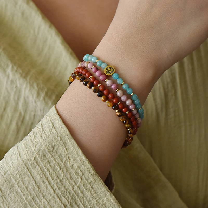 4-in-1 Energy Bracelet with Amazonite, Red Jasper, Tiger Eye, and Tree of Life charm by Roline Crystal