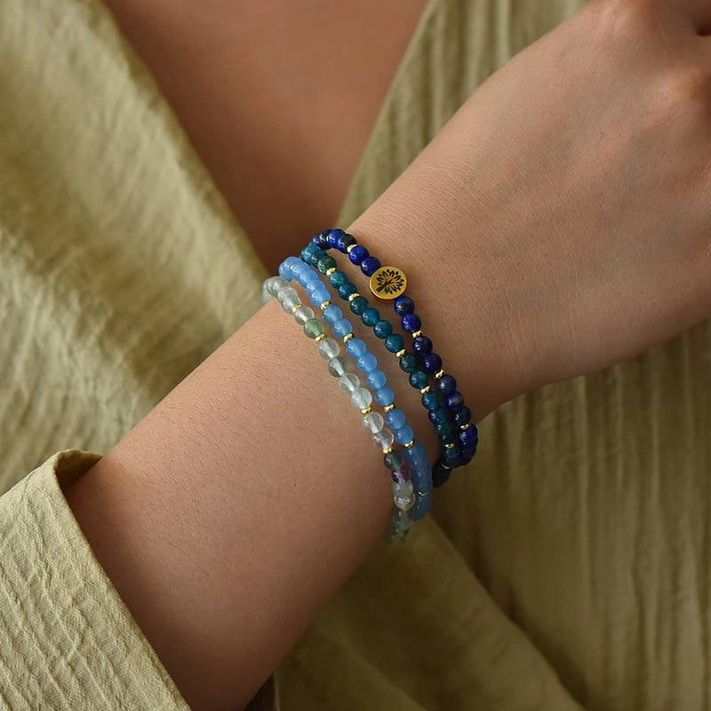 4-in-1 Intuition & Wisdom Energy Bracelet with Lapis Lazuli, Blue Chalcedony, and Tree of Life charm by Roline Crystal