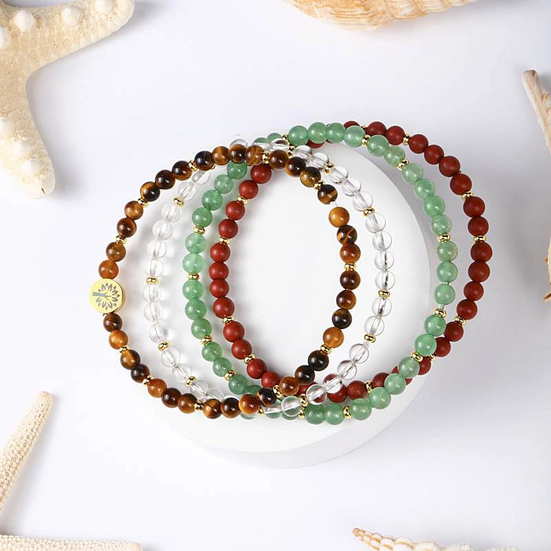 4-in-1 Success & Fulfillment Energy Bracelet with Tiger Eye, Green Aventurine, and Tree of Life charm by Roline Crystal