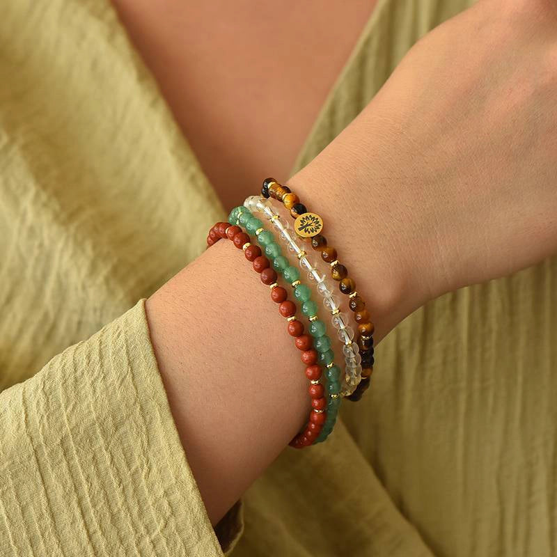4-in-1 Success & Fulfillment Energy Bracelet with Tiger Eye, Green Aventurine, and Tree of Life charm by Roline Crystal