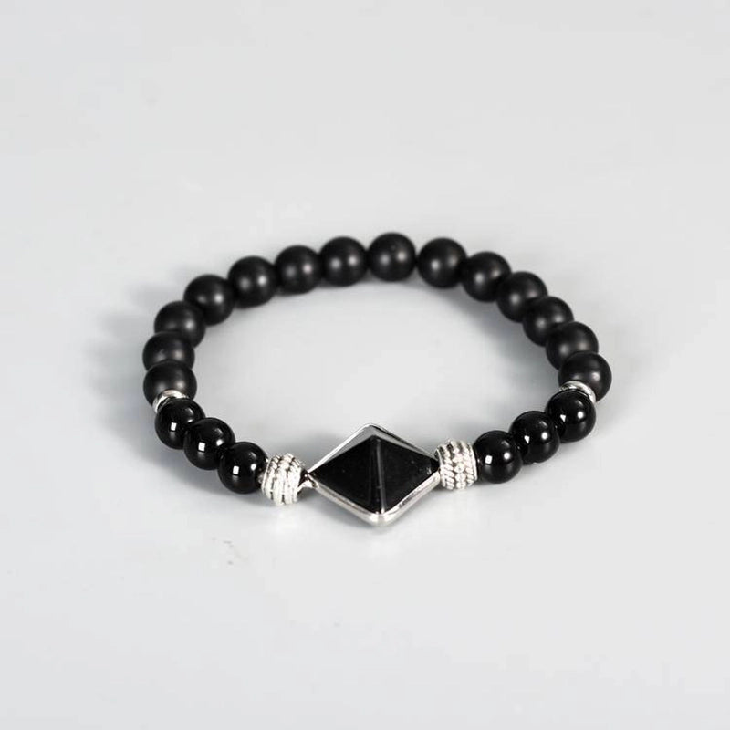 Pyramid Crystal Bracelet - 8mm Energy Jewelry with Clear Quartz & Tiger Eye | Roline Crystal