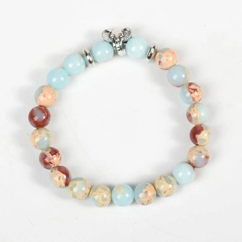 Snakeskin Stone Bracelet with Symbolic Charms - Horus Eye, Owl & Tree of Life | Roline Crystal