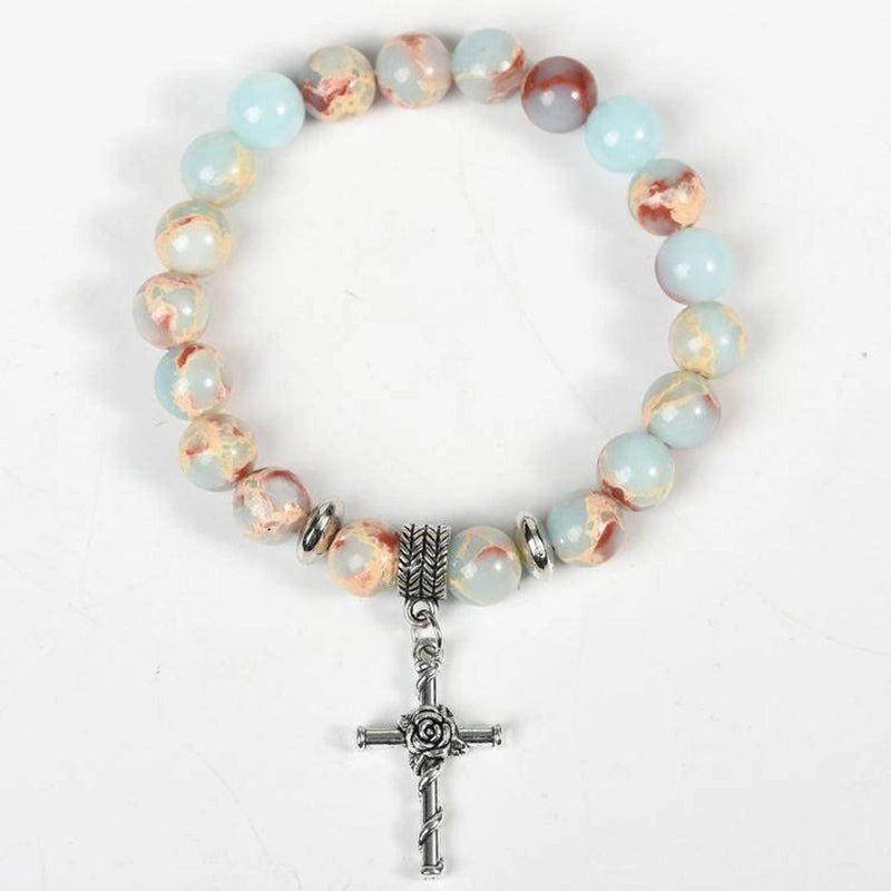 Snakeskin Stone Bracelet with Symbolic Charms - Horus Eye, Owl & Tree of Life | Roline Crystal