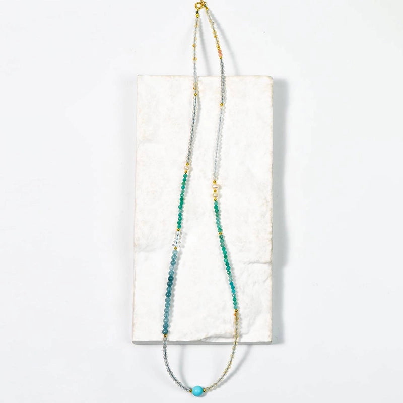Adjustable Amazonite and Aquamarine bracelet convertible to a necklace by Roline Crystal