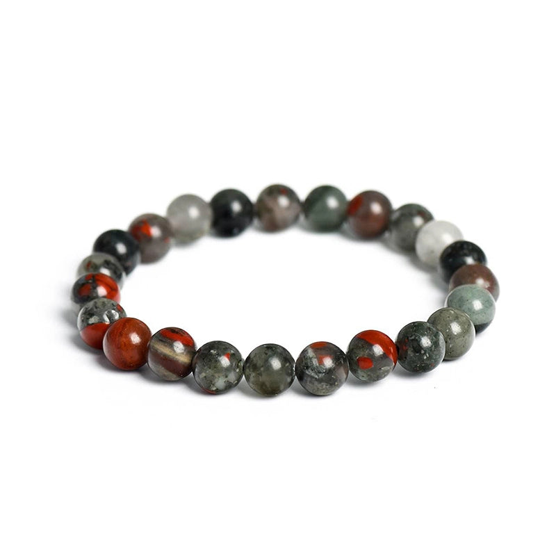 African Bloodstone bracelet with 8mm speckled green and red beads by Roline Crystal