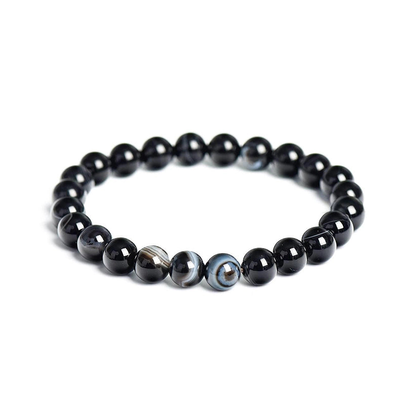 Black Agate bracelet with polished 8mm beads by Roline Crystal