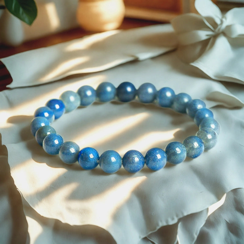 Blue Aventurine bracelet with shimmering 8mm beads by Roline Crystal