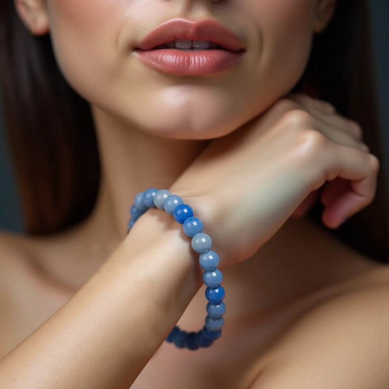 Blue Aventurine bracelet with shimmering 8mm beads by Roline Crystal