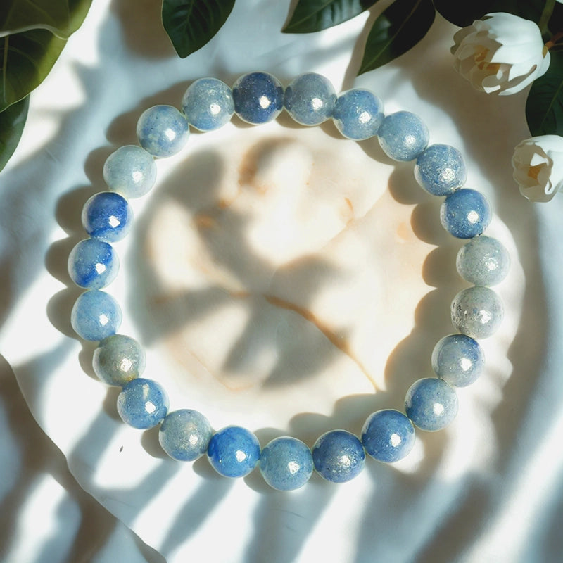 Blue Aventurine bracelet with shimmering 8mm beads by Roline Crystal