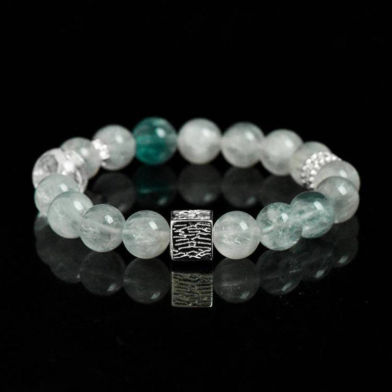 Blue Green Fluorite bracelet with Green Fluorite stones and silver accents – calming crystal jewelry by Roline Crystal