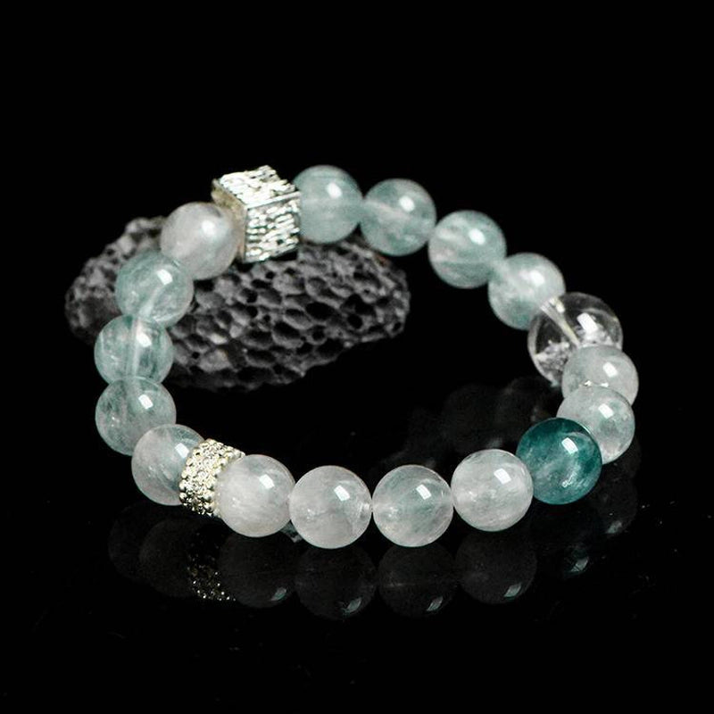 Blue Green Fluorite bracelet with Green Fluorite stones and silver accents – calming crystal jewelry by Roline Crystal