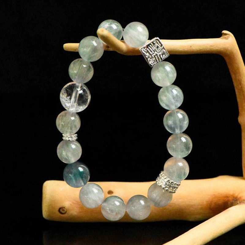 Blue Green Fluorite bracelet with Green Fluorite stones and silver accents – calming crystal jewelry by Roline Crystal