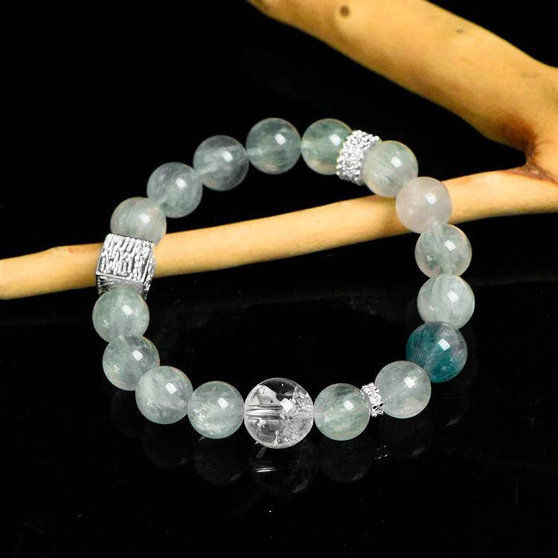 Blue Green Fluorite bracelet with Green Fluorite stones and silver accents – calming crystal jewelry by Roline Crystal