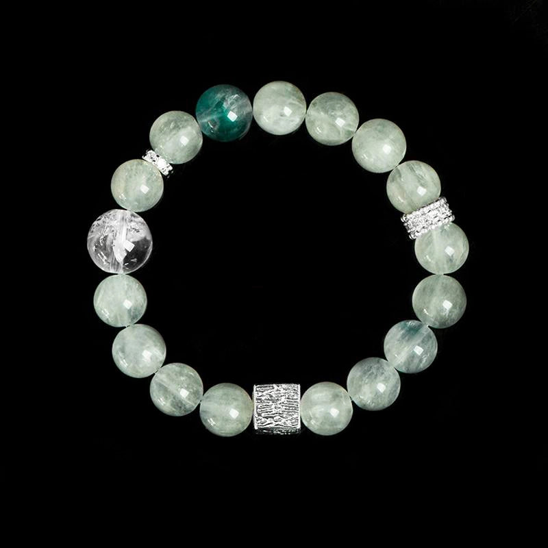 Blue Green Fluorite bracelet with Green Fluorite stones and silver accents – calming crystal jewelry by Roline Crystal