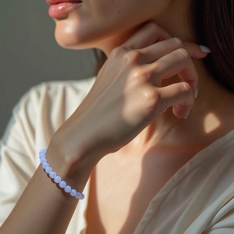 Blue Lace Agate bracelet with 8mm calming beads by Roline Crystal