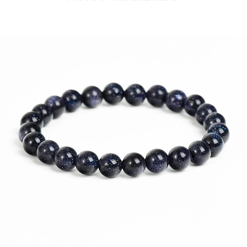 Blue Sandstone bracelet with sparkling 8mm beads by Roline Crystal