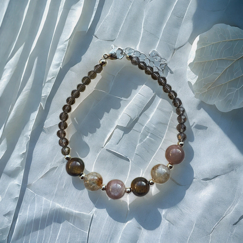 Citrine Wealth bracelet with Tiger’s Eye, Sunstone, and gold accents – prosperity crystal jewelry by Roline Crystal