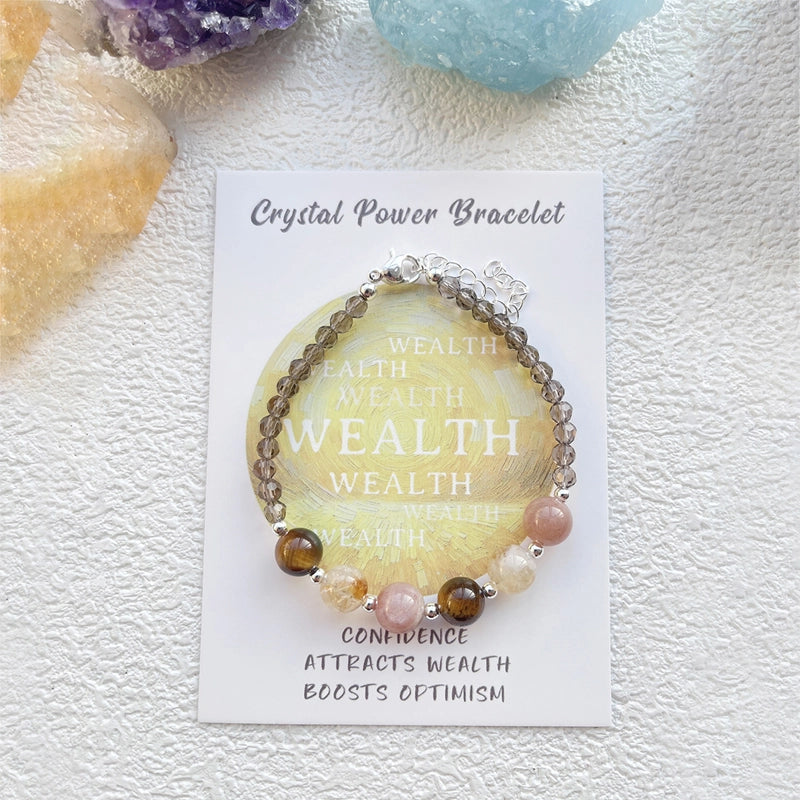 Citrine Wealth bracelet with Tiger’s Eye, Sunstone, and gold accents – prosperity crystal jewelry by Roline Crystal
