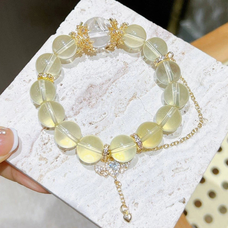 Citrine bracelet with gold chain accents and natural gemstone beads by Roline Crystal