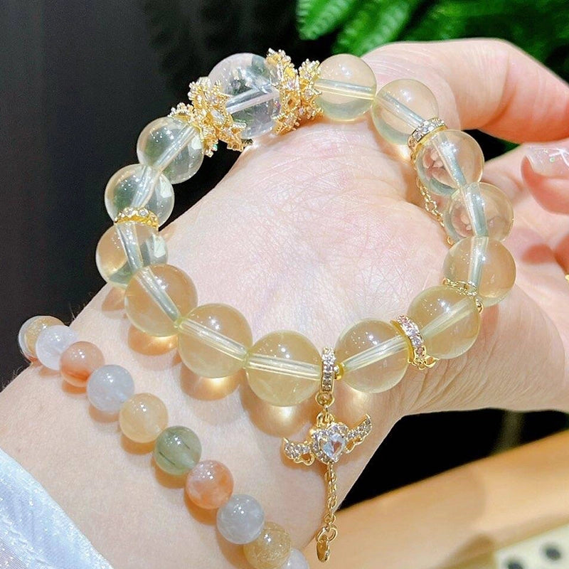 Citrine bracelet with gold chain accents and natural gemstone beads by Roline Crystal