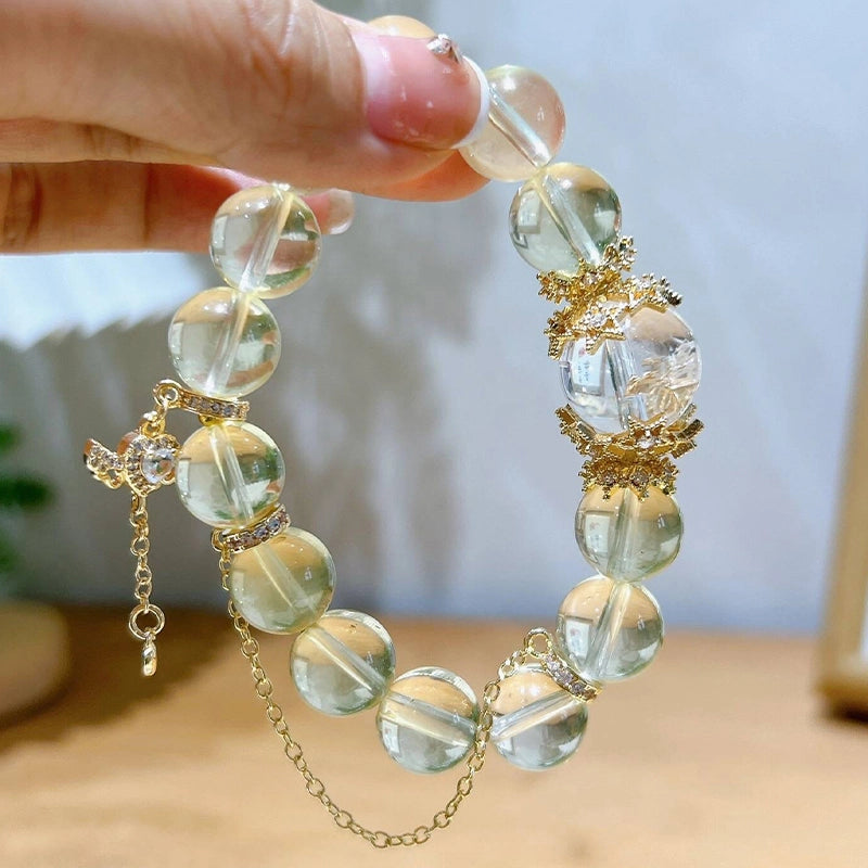 Citrine bracelet with gold chain accents and natural gemstone beads by Roline Crystal