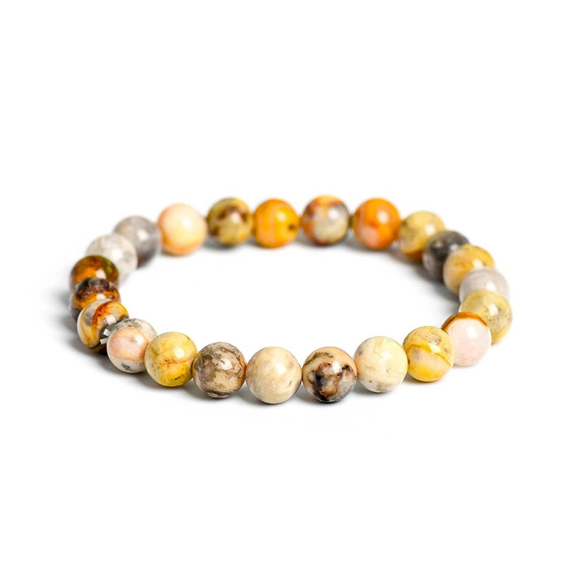 Crazy Lace Agate bracelet with colorful 8mm patterned beads by Roline Crystal