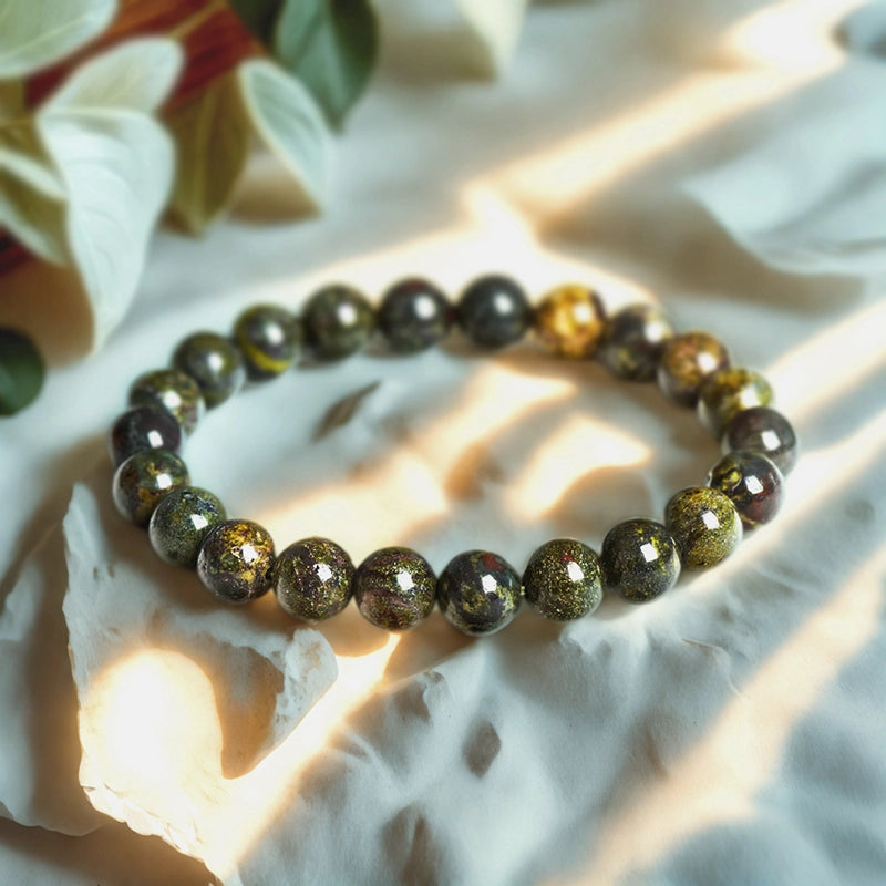 Dragon Blood Jasper bracelet with red and green 8mm beads by Roline Crystal