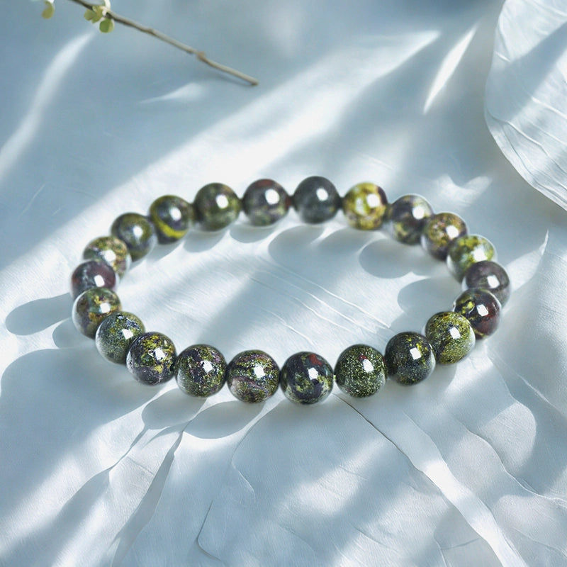 Dragon Blood Jasper bracelet with red and green 8mm beads by Roline Crystal