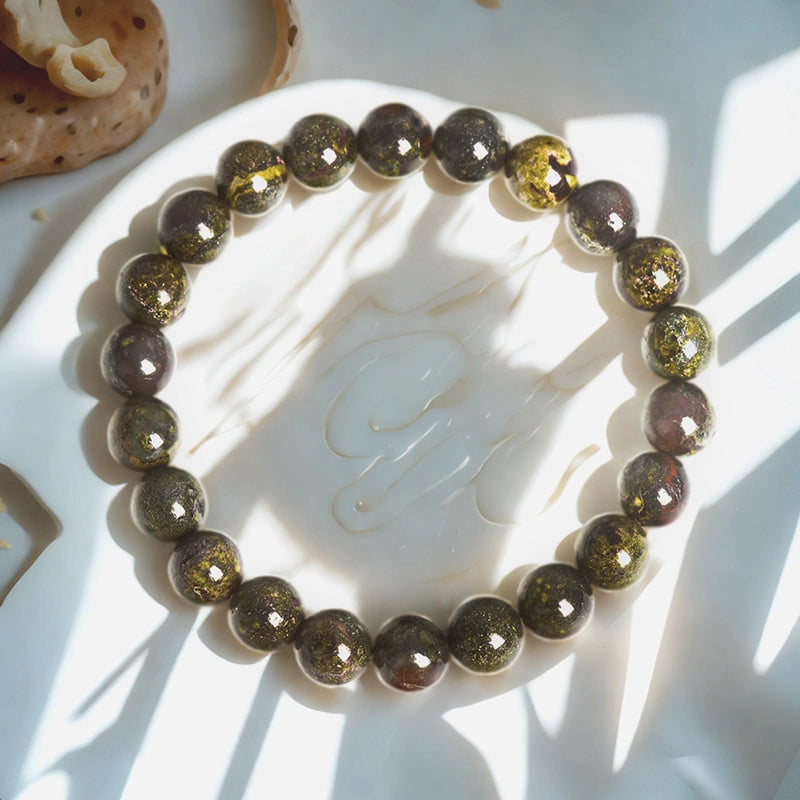 Dragon Blood Jasper bracelet with red and green 8mm beads by Roline Crystal