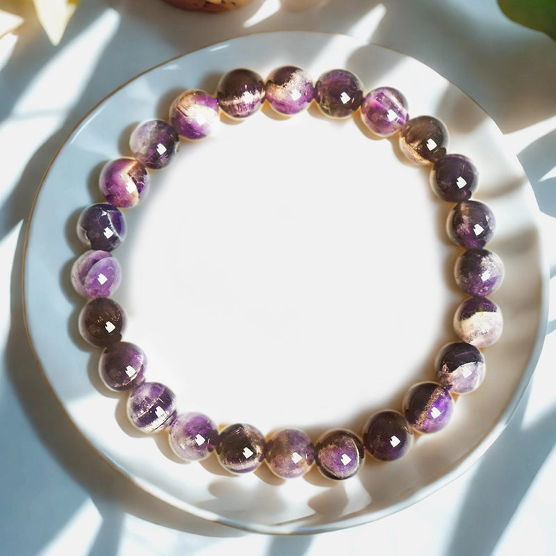 Dream Amethyst bracelet with iridescent 8mm purple beads by Roline Crystal
