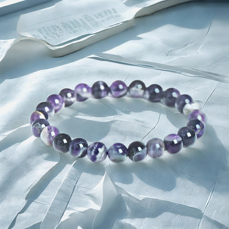 Dream Amethyst bracelet with iridescent 8mm purple beads by Roline Crystal