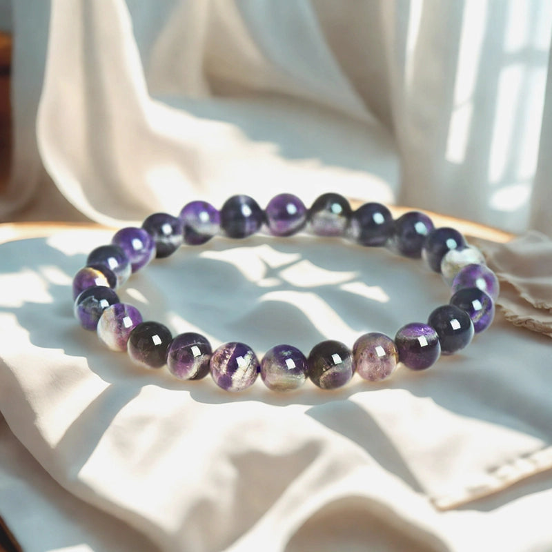 Dream Amethyst bracelet with iridescent 8mm purple beads by Roline Crystal