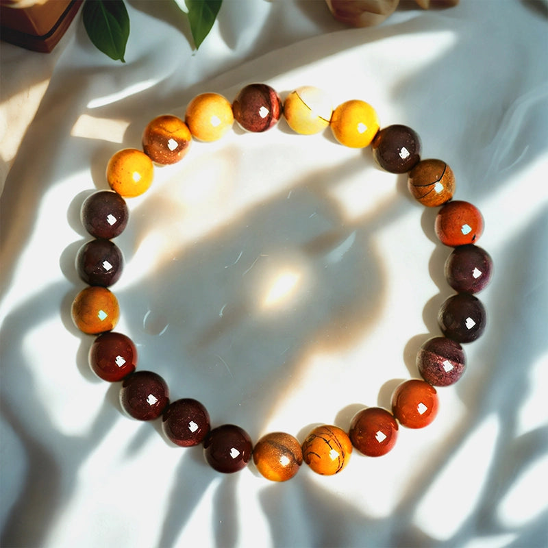 Egg Stone bracelet with polished 8mm organic beads by Roline Crystal