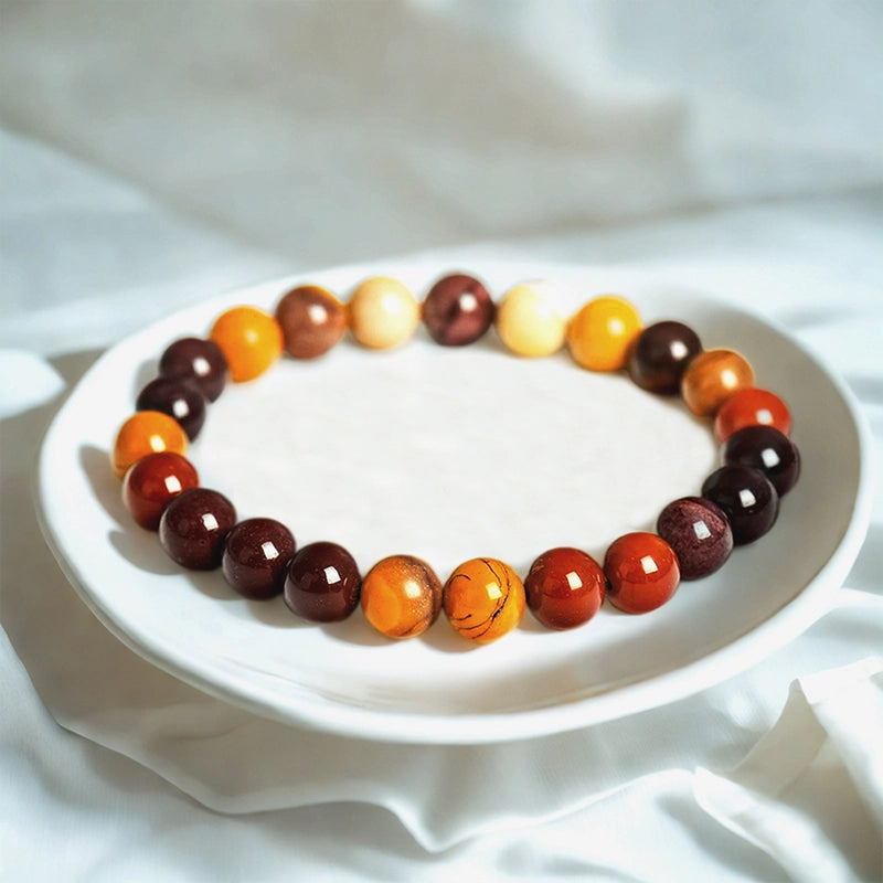 Egg Stone bracelet with polished 8mm organic beads by Roline Crystal