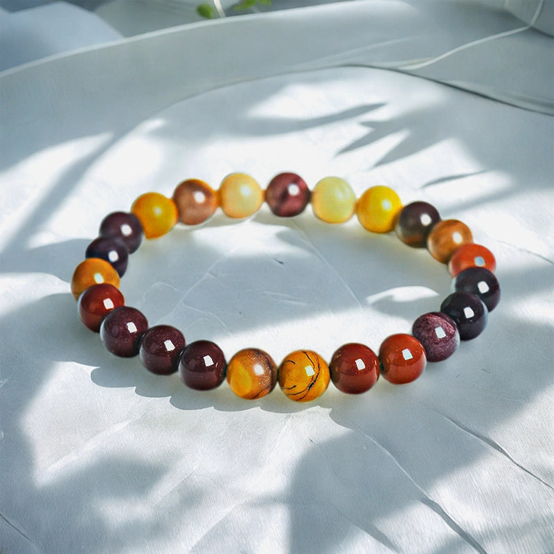 Egg Stone bracelet with polished 8mm organic beads by Roline Crystal