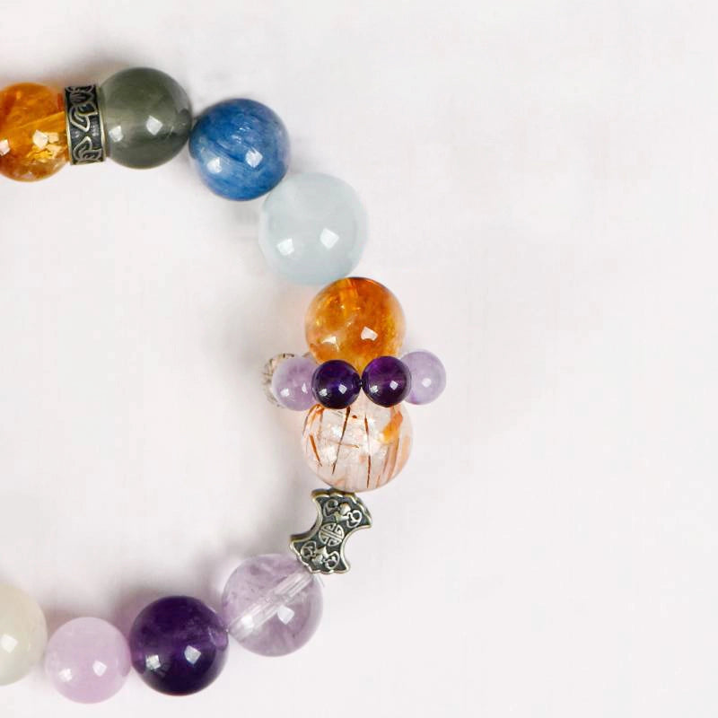 Five Elements Healing Bracelet with 10 crystals and silver accents – holistic energy jewelry by Roline Crystal
