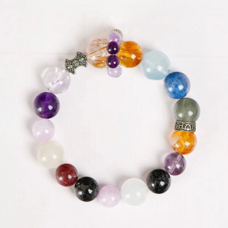 Five Elements Healing Bracelet with 10 crystals and silver accents – holistic energy jewelry by Roline Crystal