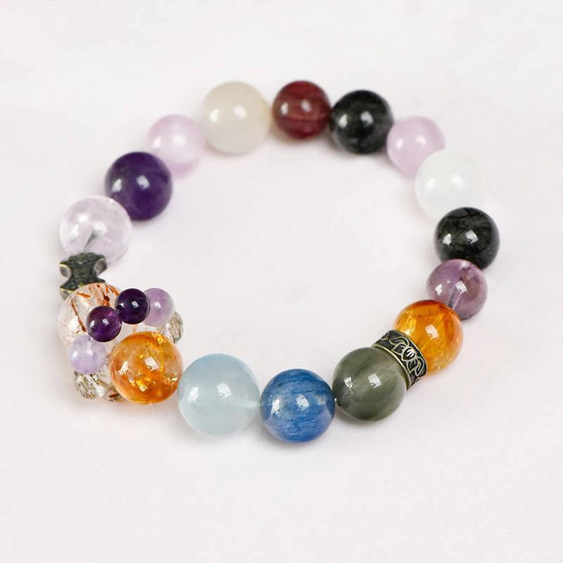 Five Elements Healing Bracelet with 10 crystals and silver accents – holistic energy jewelry by Roline Crystal