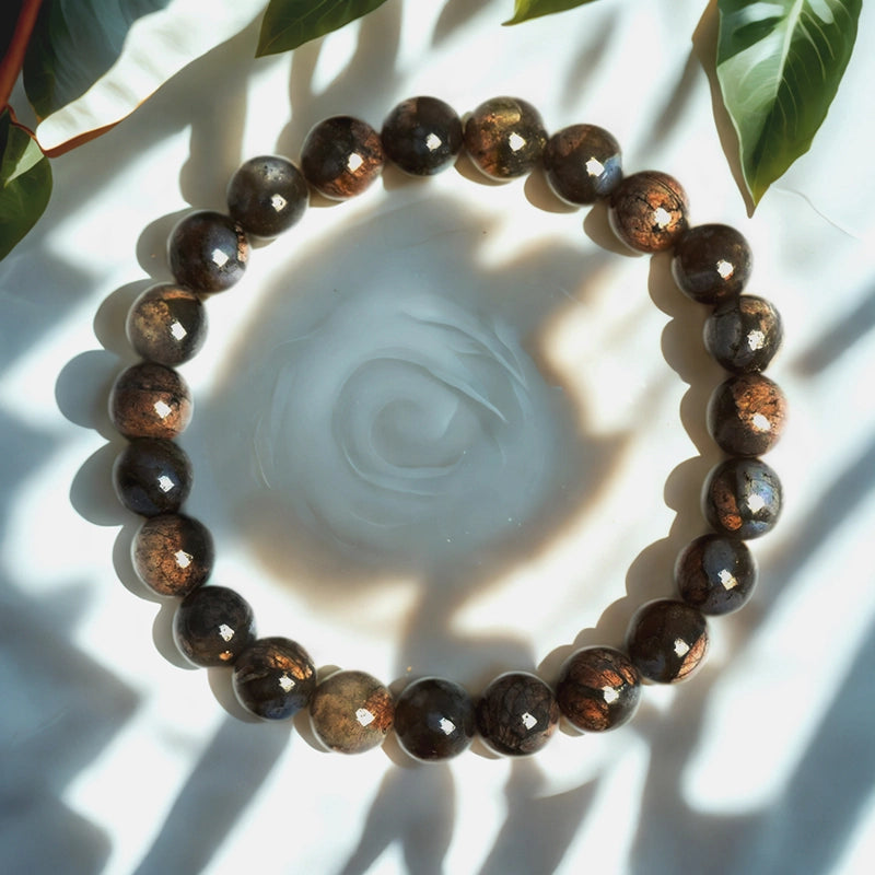 Glaucophane bracelet with polished 8mm blue-gray beads by Roline Crystal