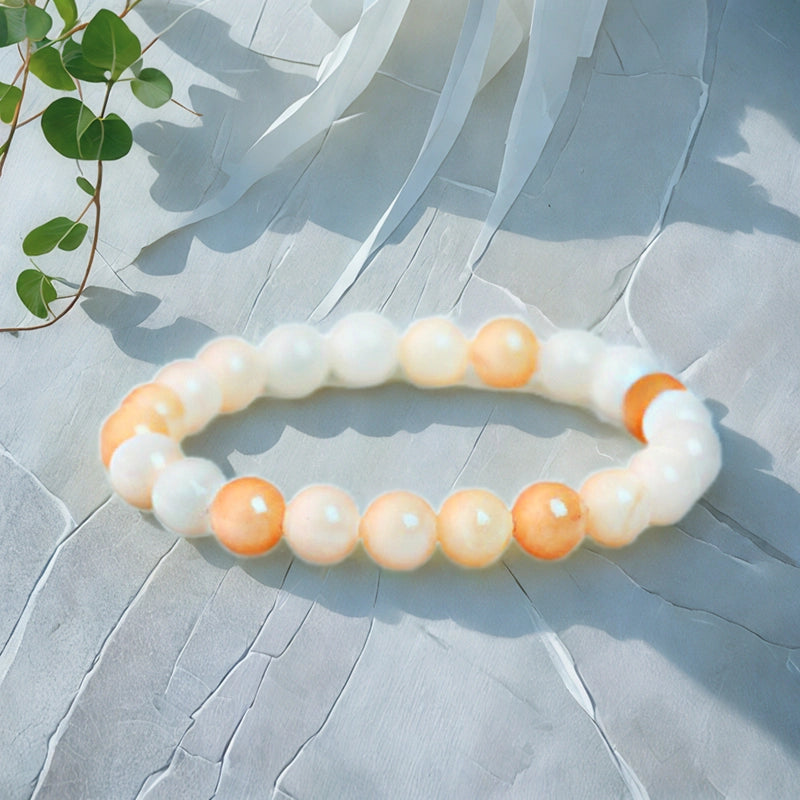 Golden Jade bracelet with polished 8mm beads by Roline Crystal