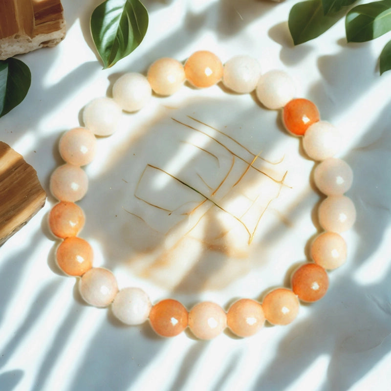 Golden Jade bracelet with polished 8mm beads by Roline Crystal