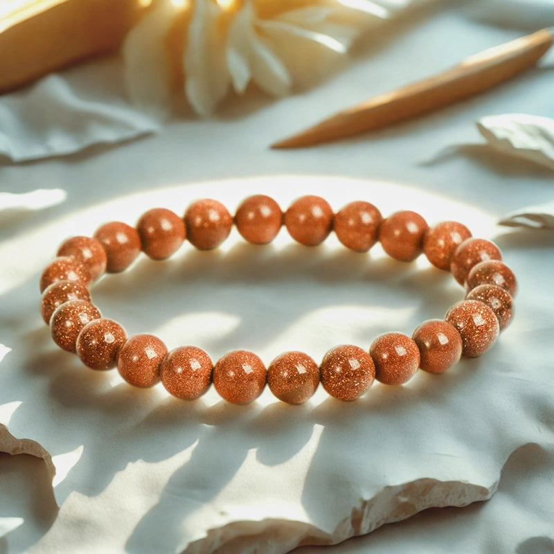 Golden Sandstone bracelet with 8mm warm-toned beads by Roline Crystal