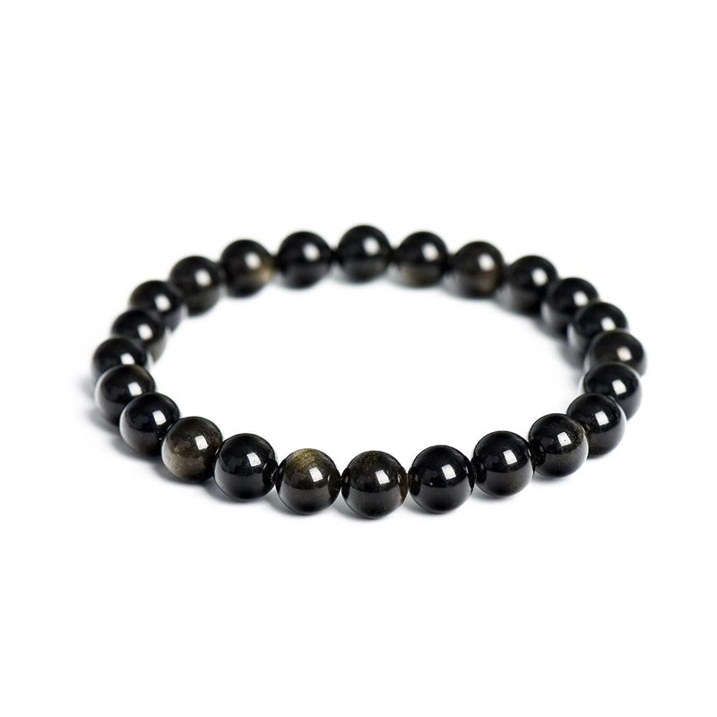 Golden Sheen Obsidian bracelet with 8mm cosmic beads by Roline Crystal