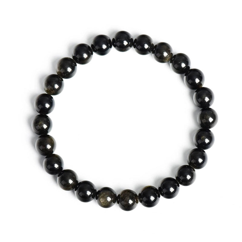 Golden Sheen Obsidian bracelet with 8mm cosmic beads by Roline Crystal