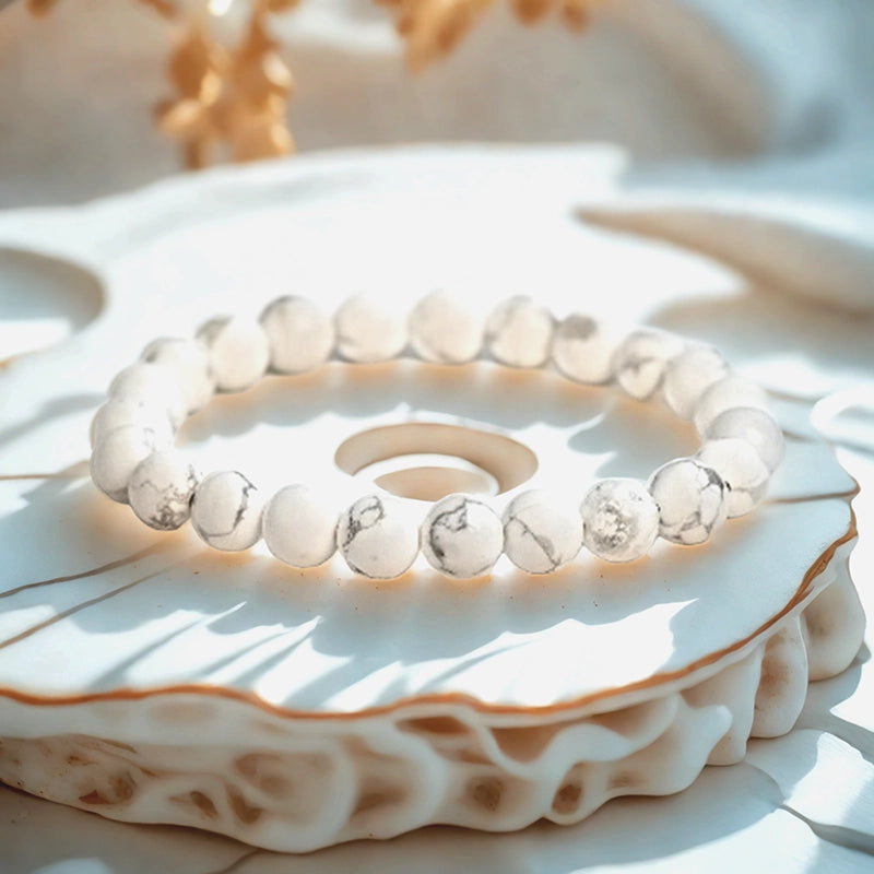 Howlite bracelet with 8mm calming matte beads by Roline Crystal