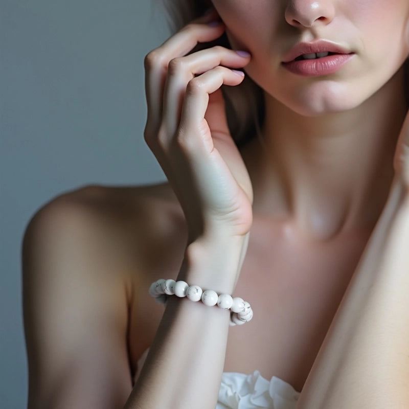 Howlite bracelet with 8mm calming matte beads by Roline Crystal